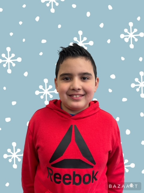 boy with snowflake background