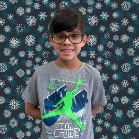 boy with snowflake background