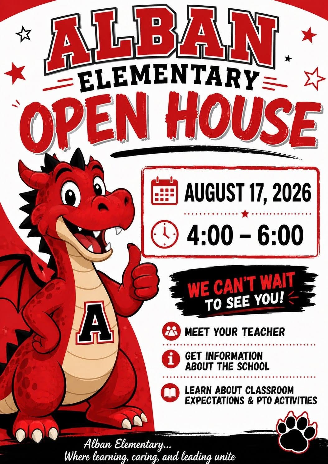 Poster announcing Open House, scheduled for August 17 from 4 to 6 pm