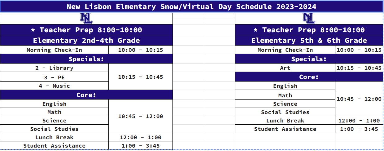 Elementary virtual schedule