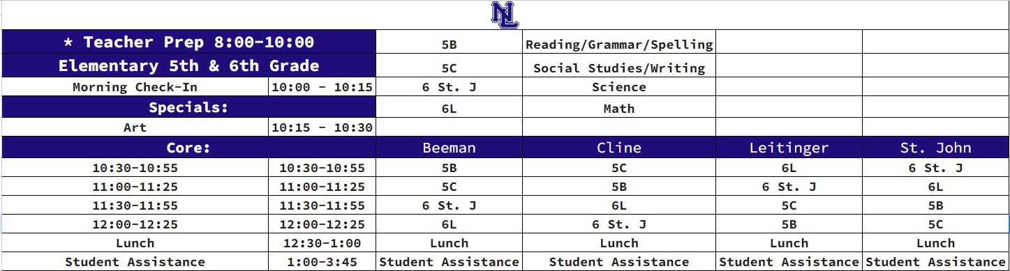 5th and 6th Virtual Schedule