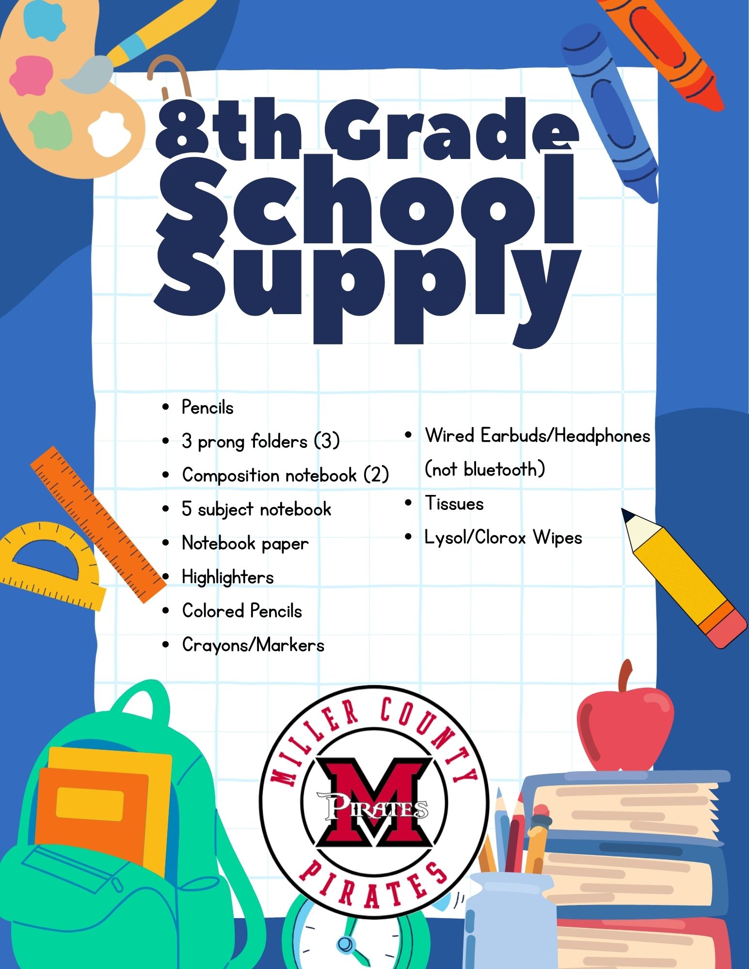 8th grade supply list
