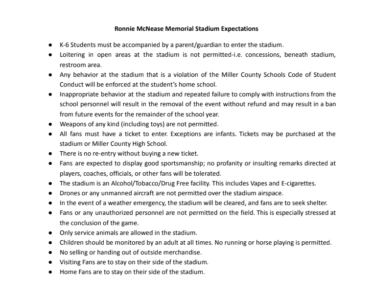 stadium rules