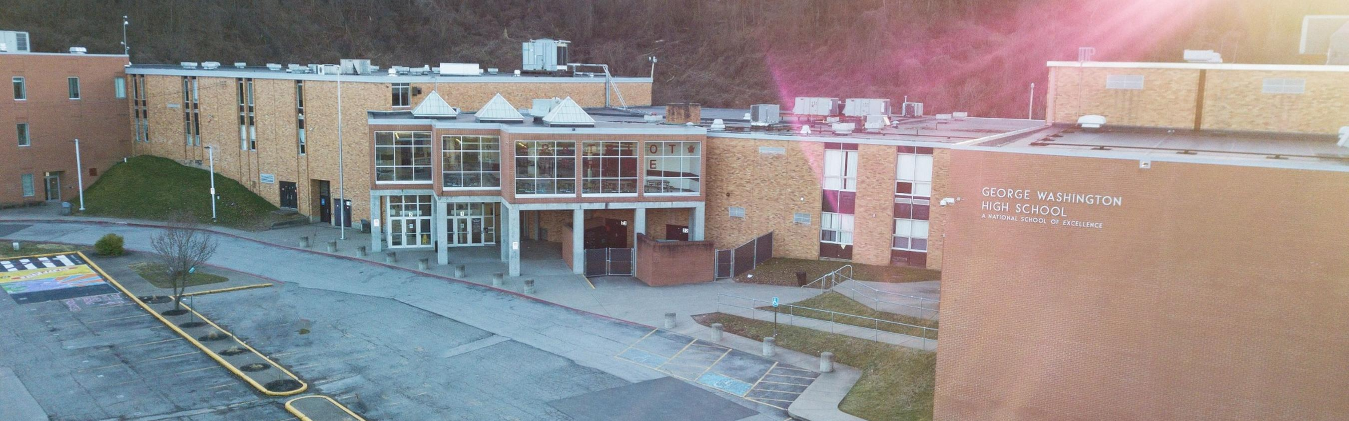 aerial view of gw building