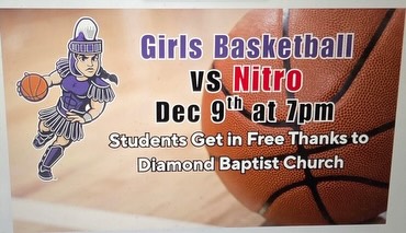 ad for girls basketball game versus nitro dec 9