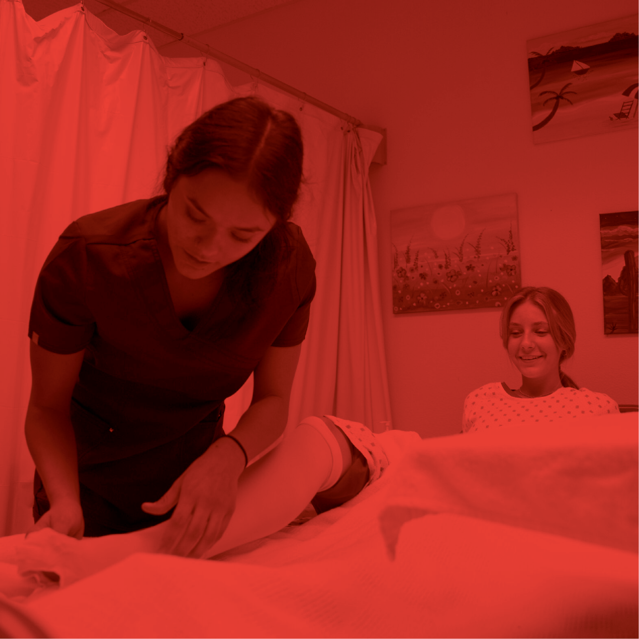 Student working with student patient