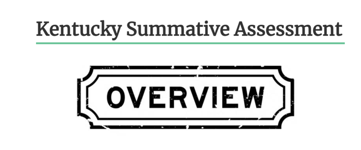 A header for the Kentucky Summative Assessment, featuring the word 'OVERVIEW' in bold, black letters within a decorative border.