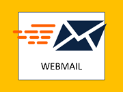An illustration of an envelope with motion lines, indicating speed, alongside the word 'WEBMAIL' on a bright yellow background.