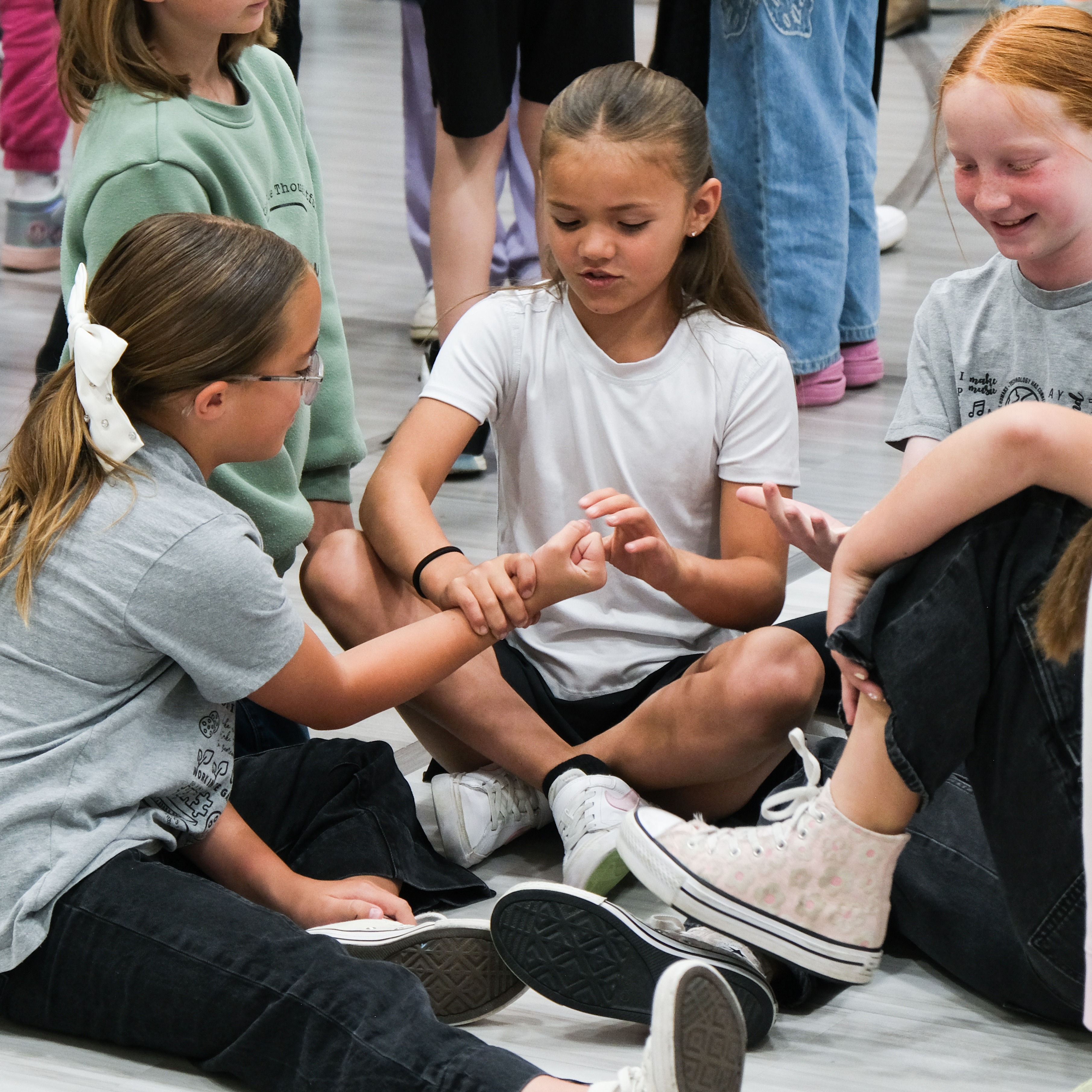 students play in the cafeteria