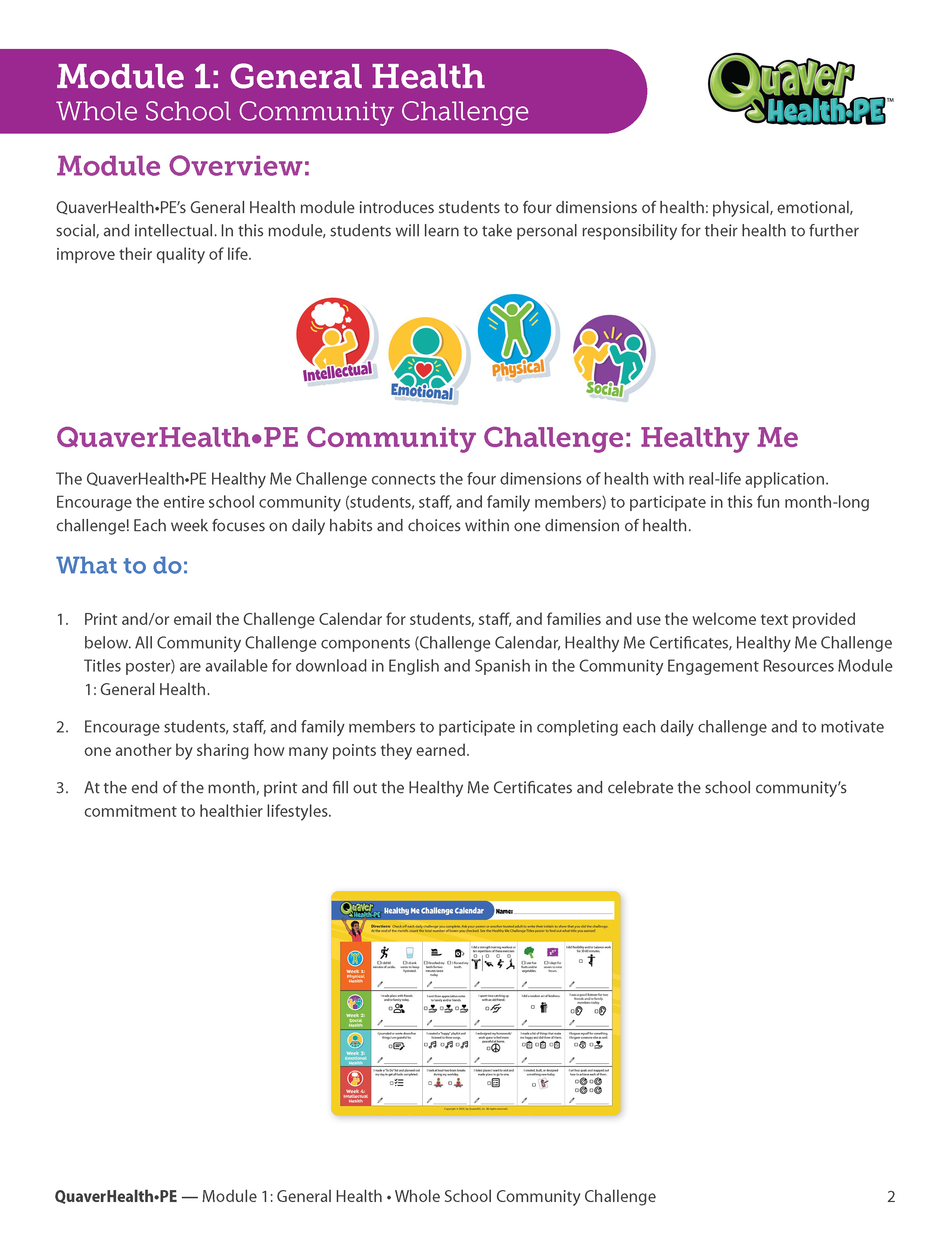 Quaver Healthy PE Module Instructions