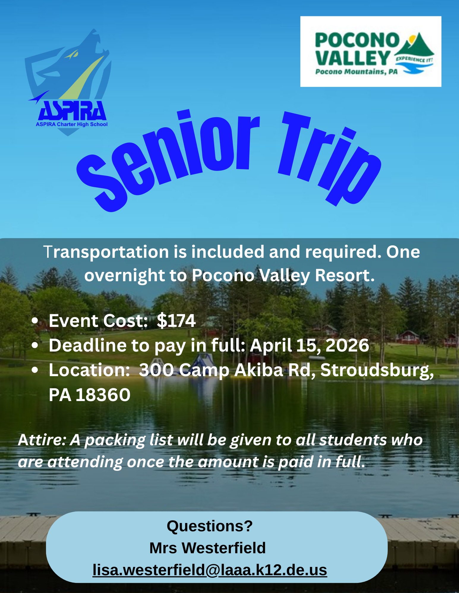 2026 Senior trip to Pocono Valley