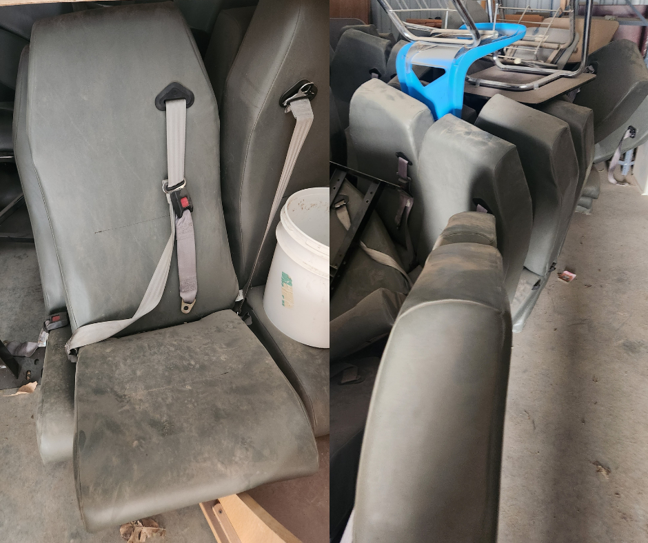 gray bus seats