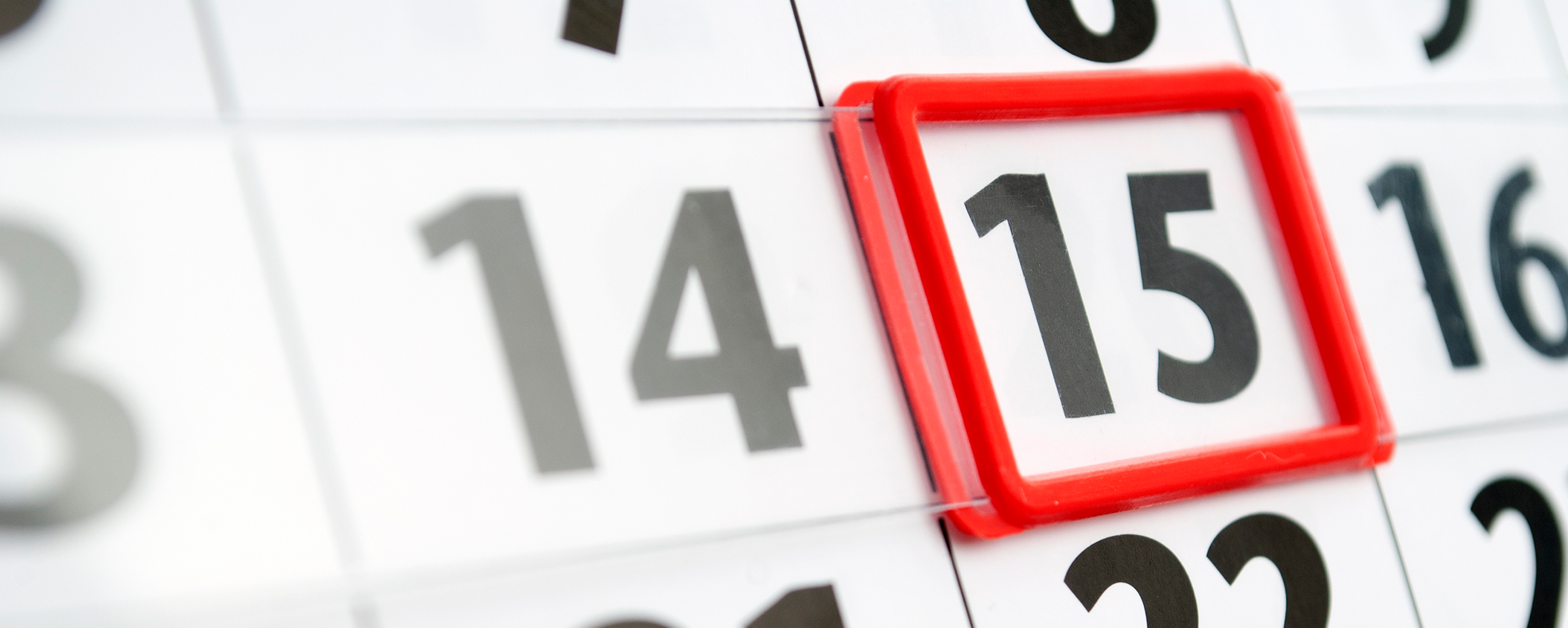 calendar with the number 15 outlined in red
