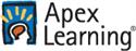 A logo featuring the text 'Apex Learning' alongside a stylized image of a head with a light bulb, symbolizing education and ideas.