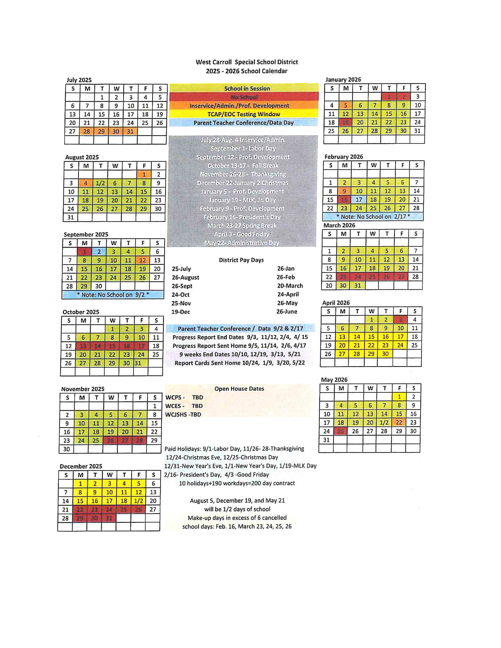wcssd annual calendar
