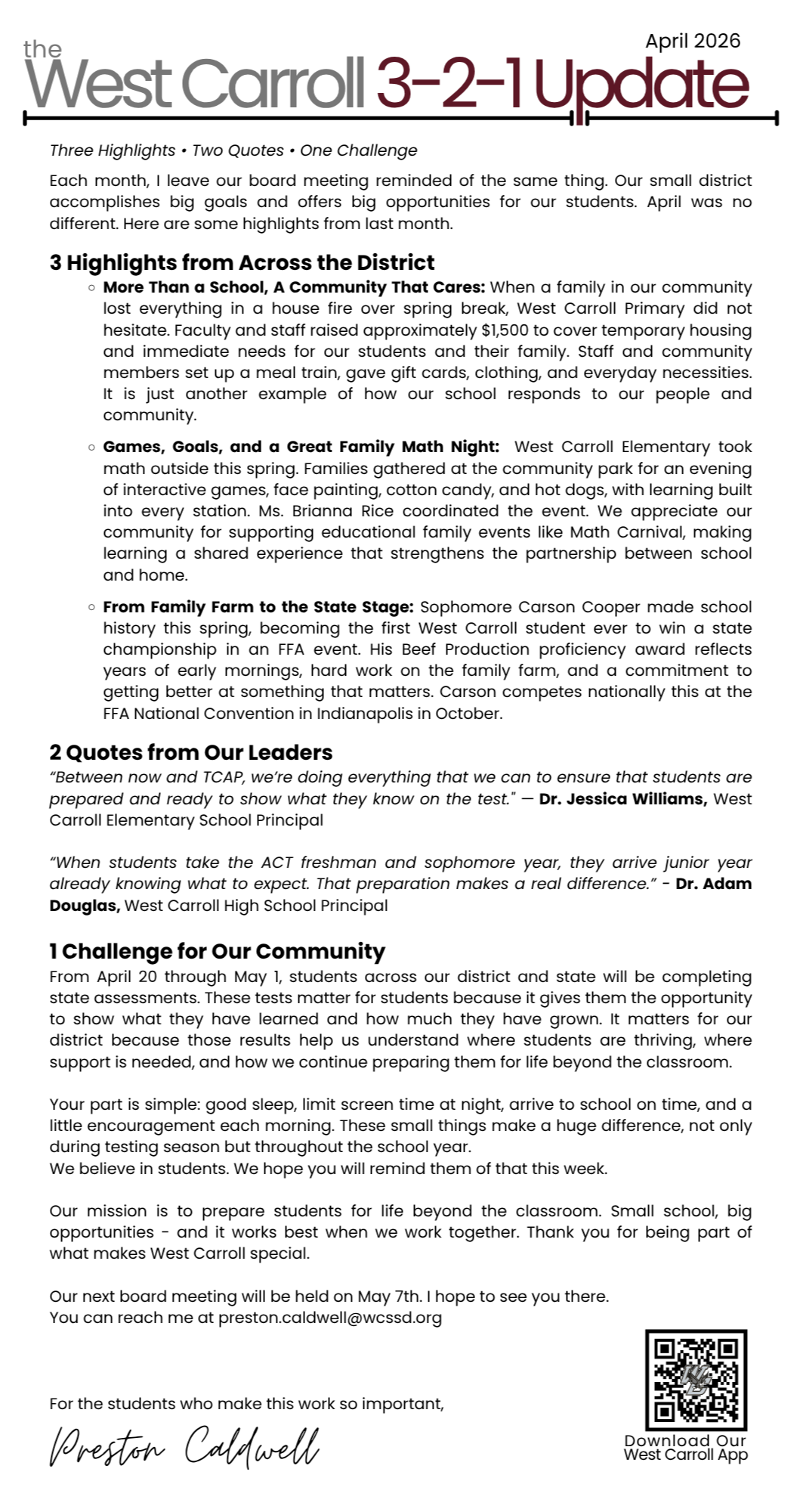 mr caldwells 321 update - links to actual document with full text readable accessable