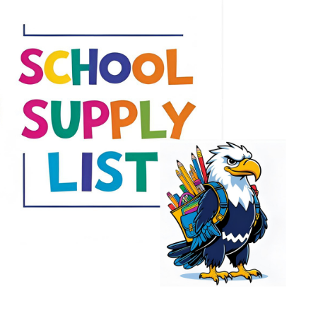 School supply list with an eagle