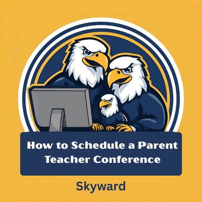 Family of eagle at a computer