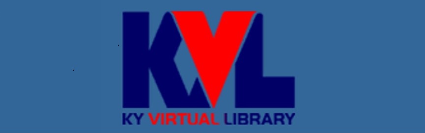 A logo featuring the letters 'KVL' in bold blue and red, with 'KY VIRTUAL LIBRARY' written below in red.