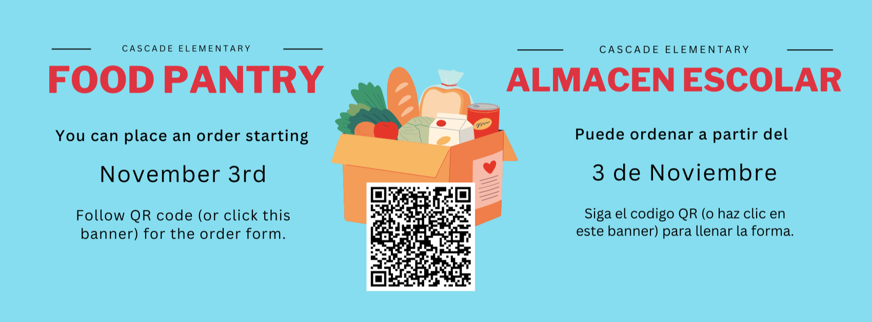 Food Pantry Banner English and Espanol