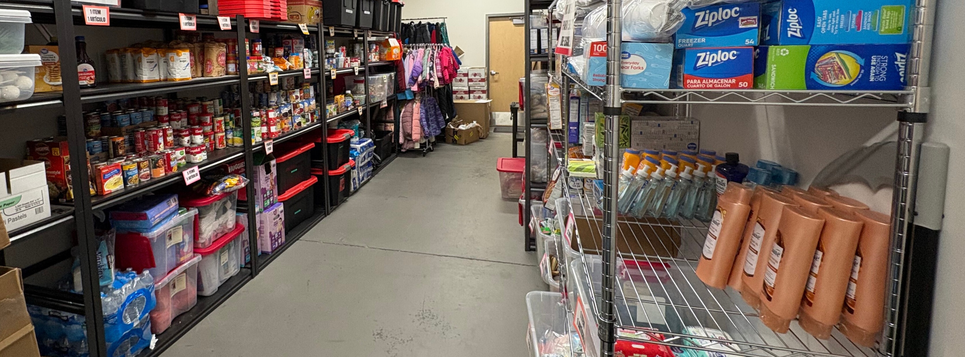 stocked shelves in food pntry