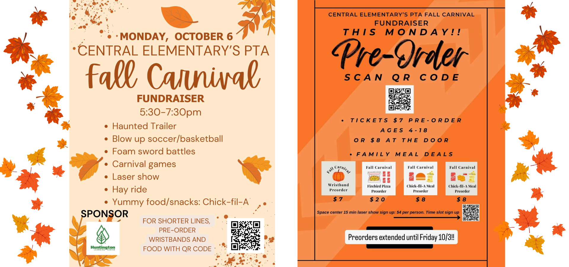 Leaves falling on a carnival flyer