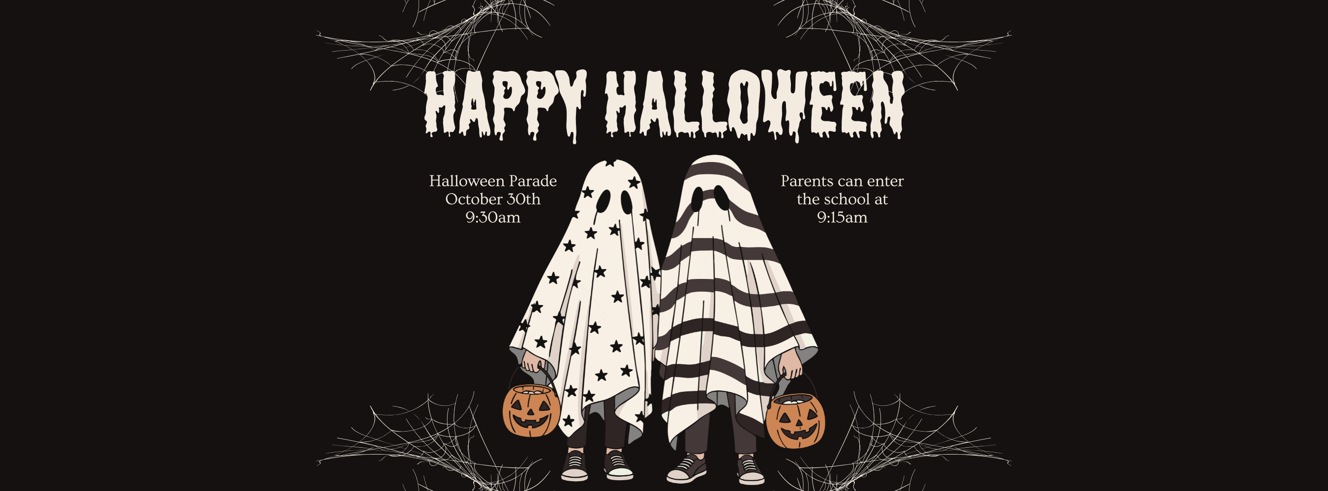 two ghosts with pumpkin buckets
