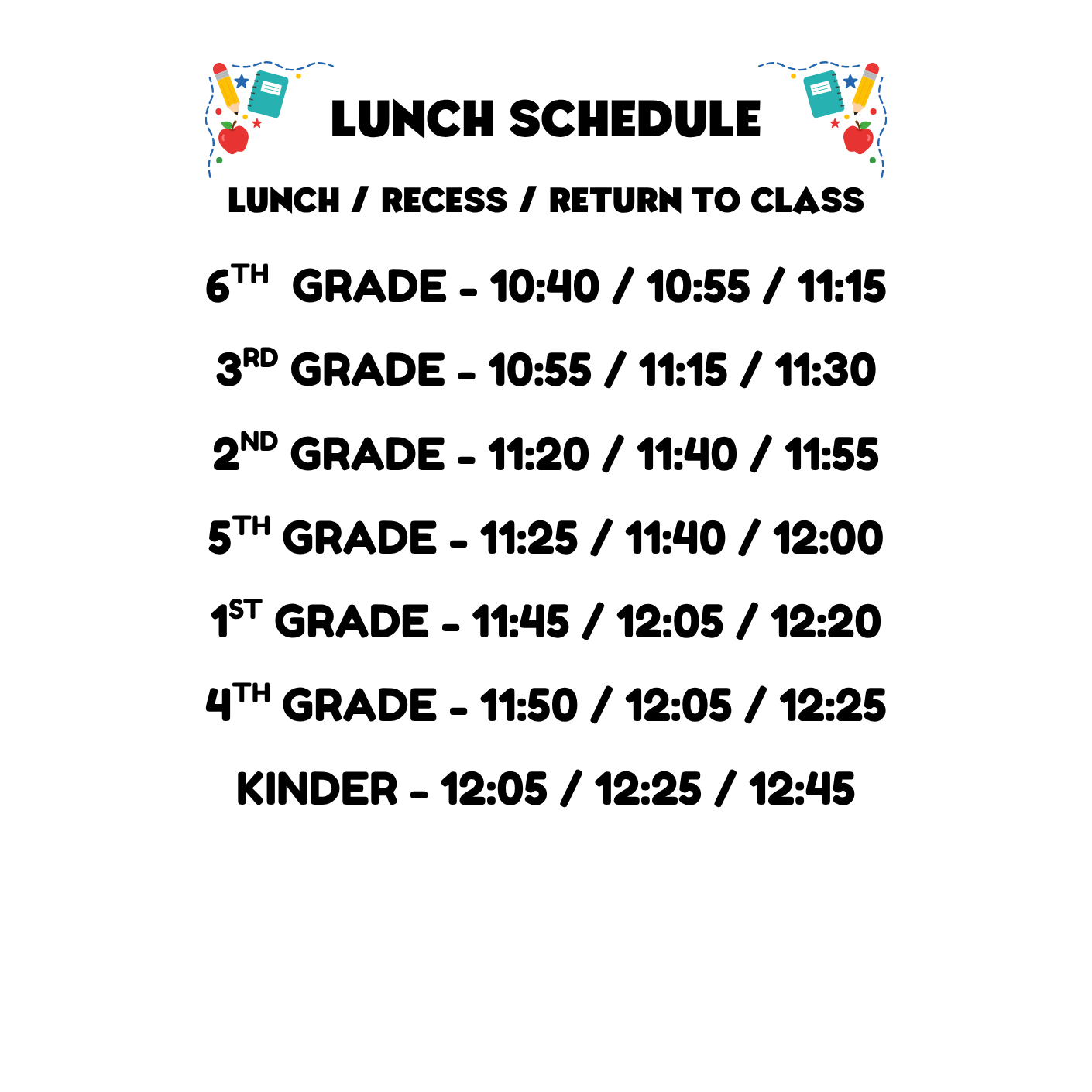 lunch schedule