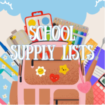 School Supplies surrounded by supplies