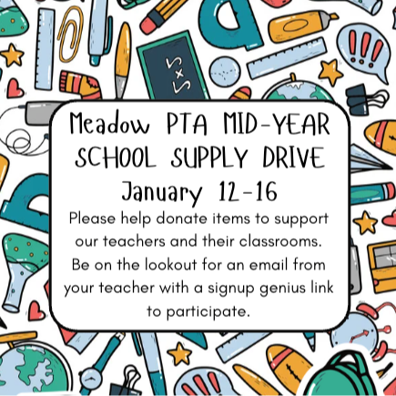 School Supply Drive with colorful school supplies