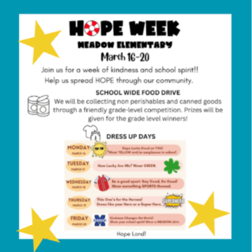 Teal and white Hope Week with yellow stars