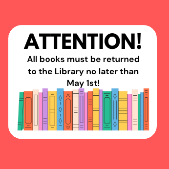 Red/white background with multicolored books