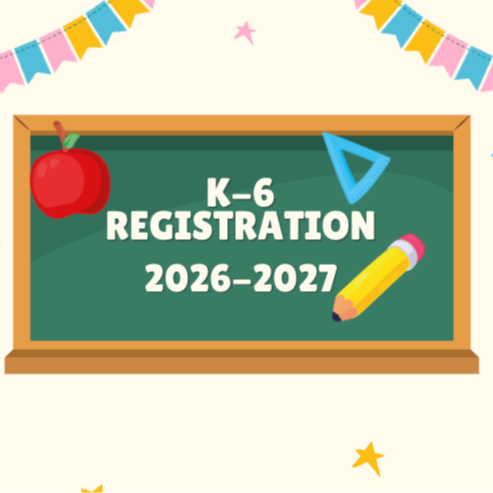 Registration with green and cream chalkboard background