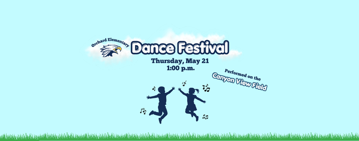 dance festival May 21 at 1:00 p.m. on the canyon view field. Omage of two children dancing with music notes around them