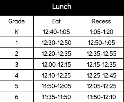Lunch Schedule