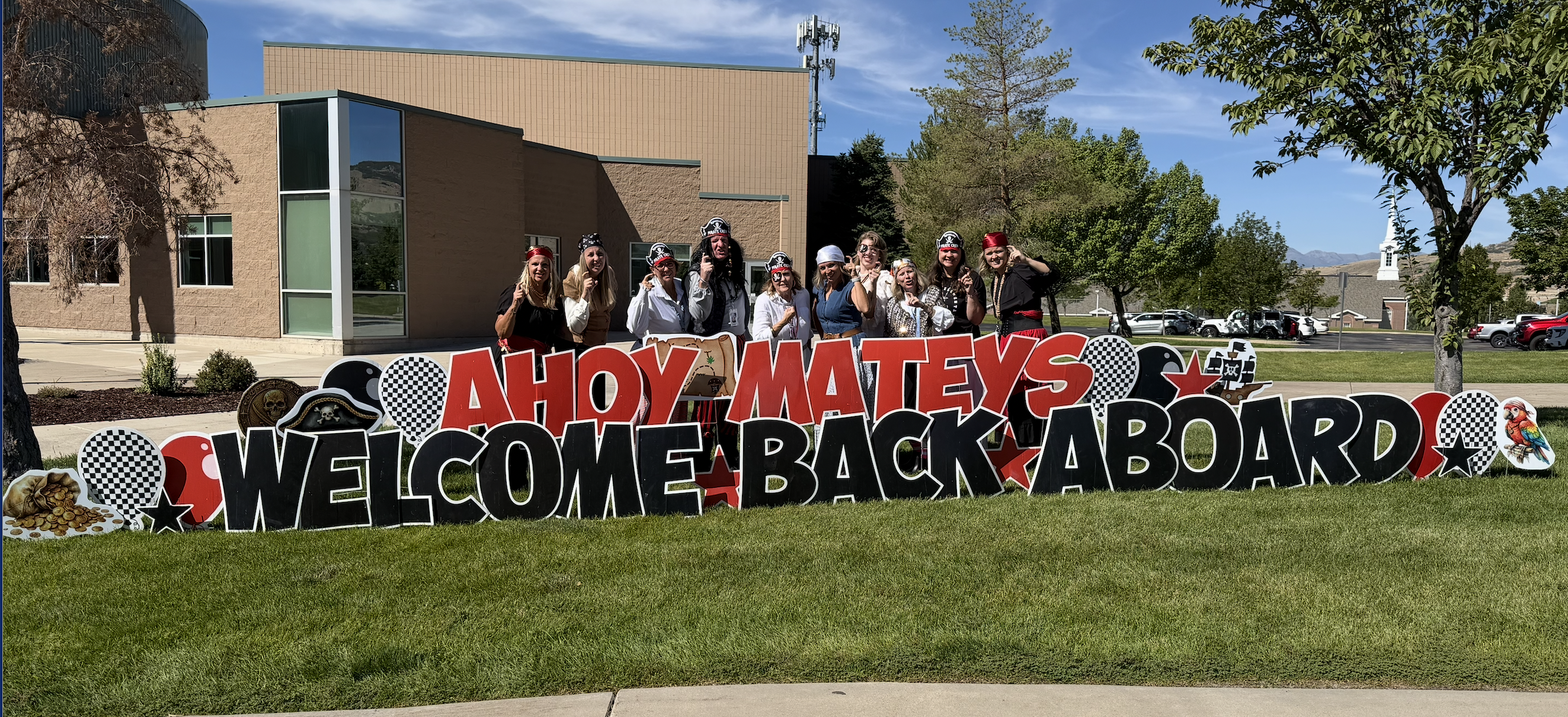 Ahoy Mateys. Welcome Aboard yard sign.