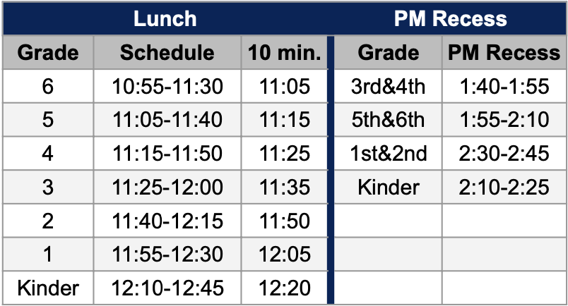 Lunch Recess