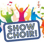 kids dancing with show choir sign in front of them and music notes