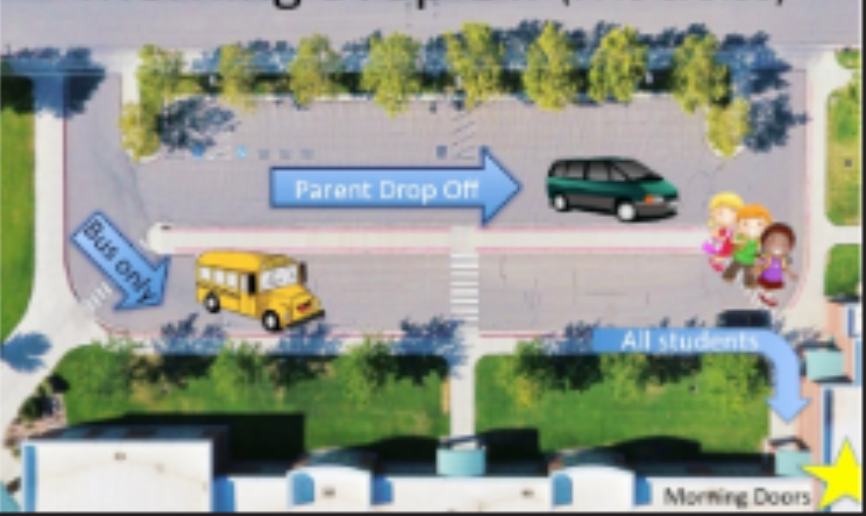drawing of drop off location on the north side of the school