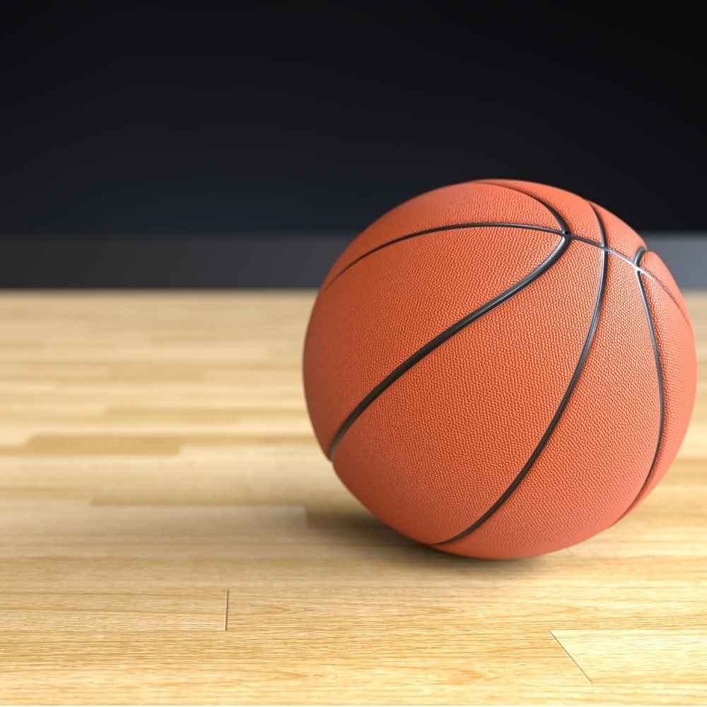 Basketball court with a ball