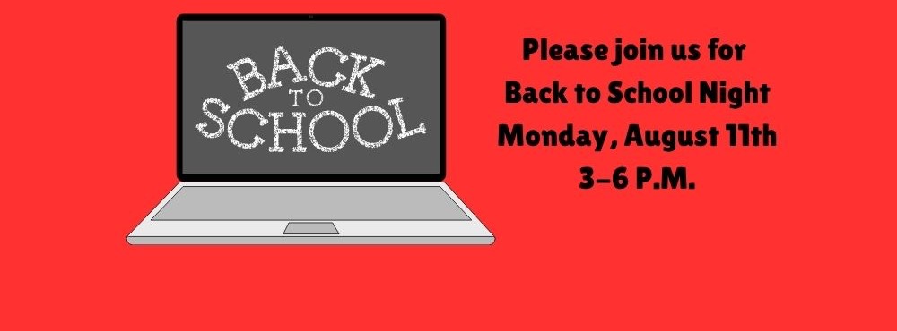 A Chromebook the has "Back to School" on the screen