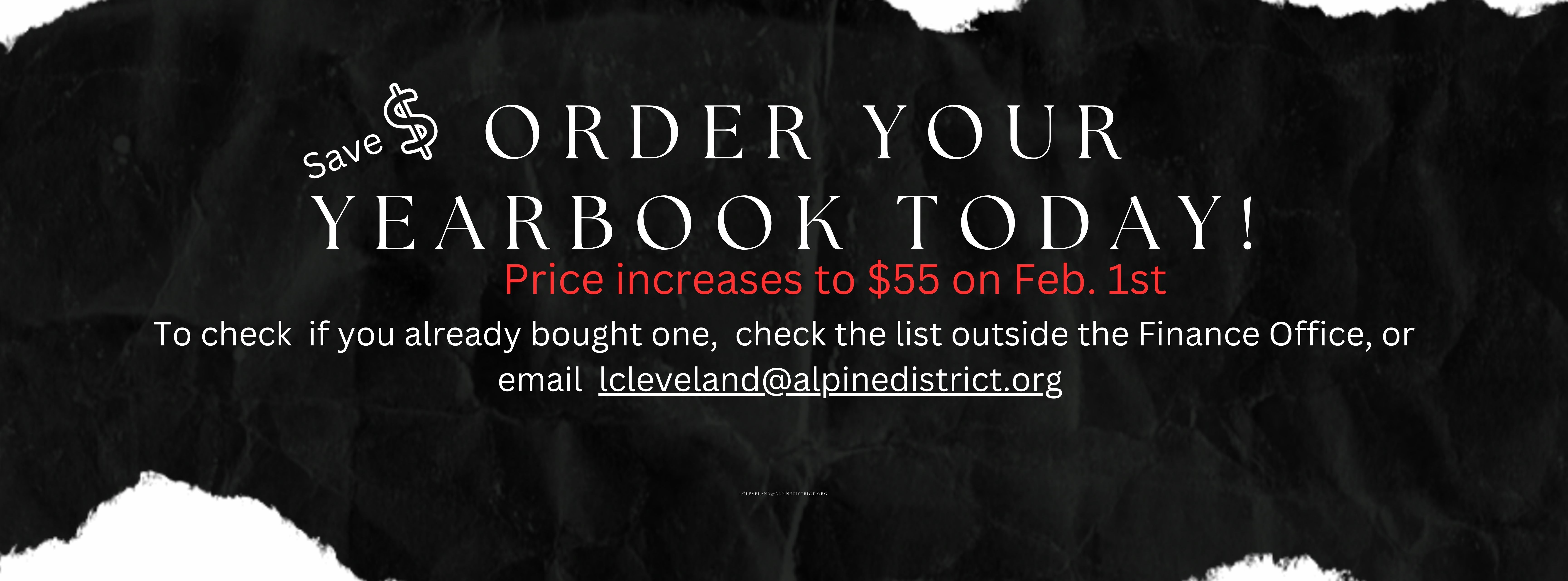 A black banner on a white background