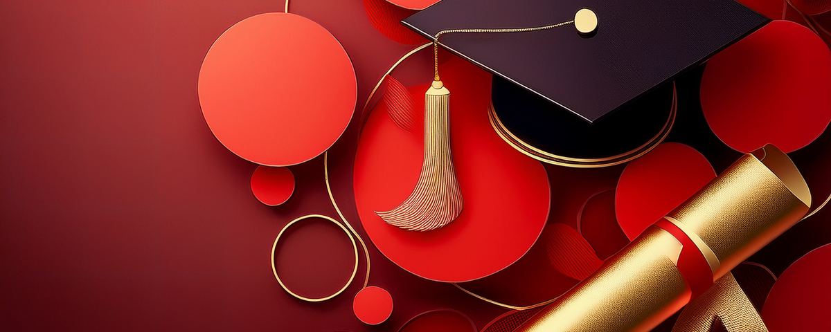 Graduation Background with Caps and a Diploma
