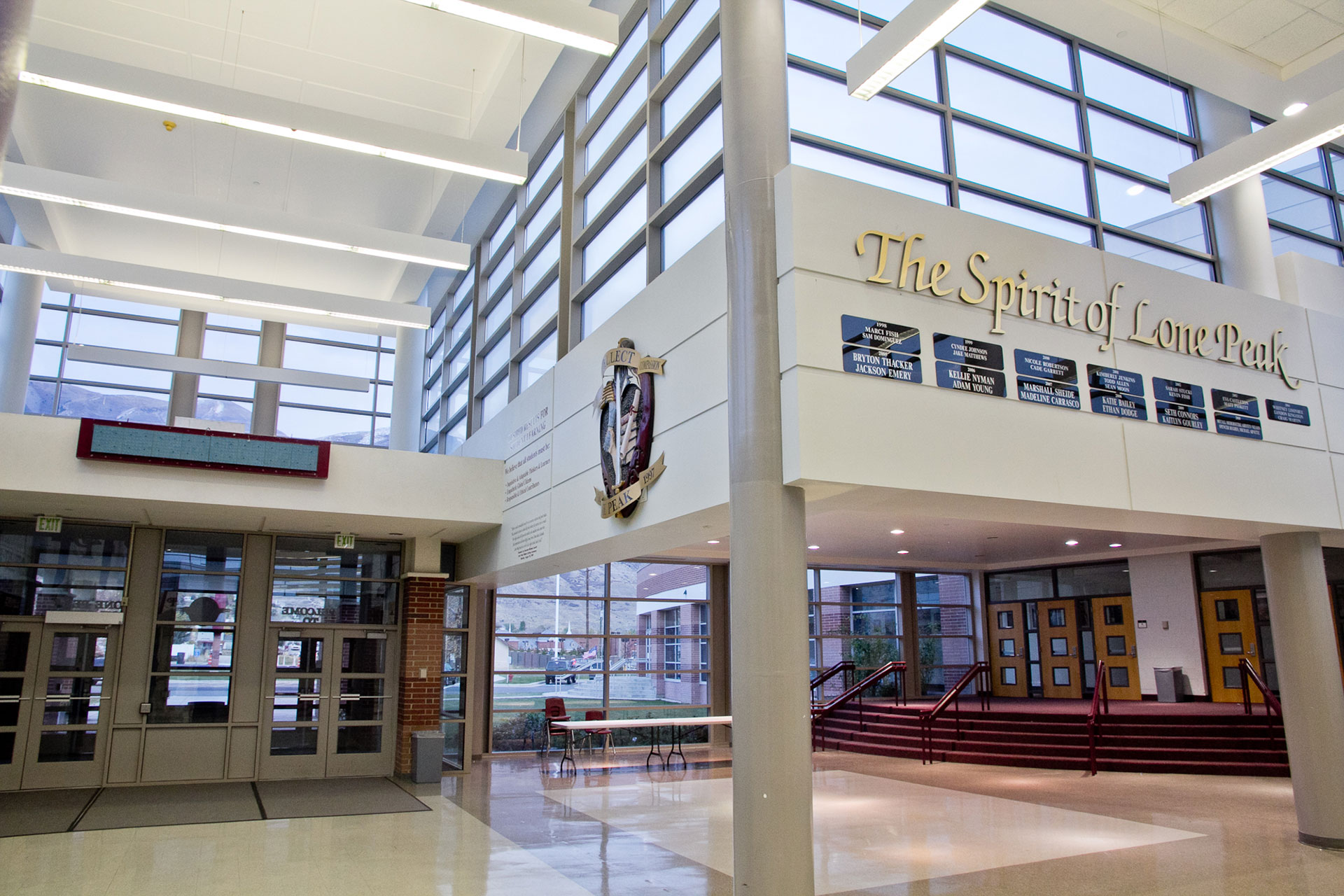 The front doors and auditorium steps at LPHS