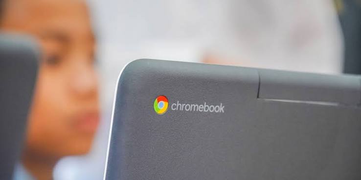 A student working on a Chromebook