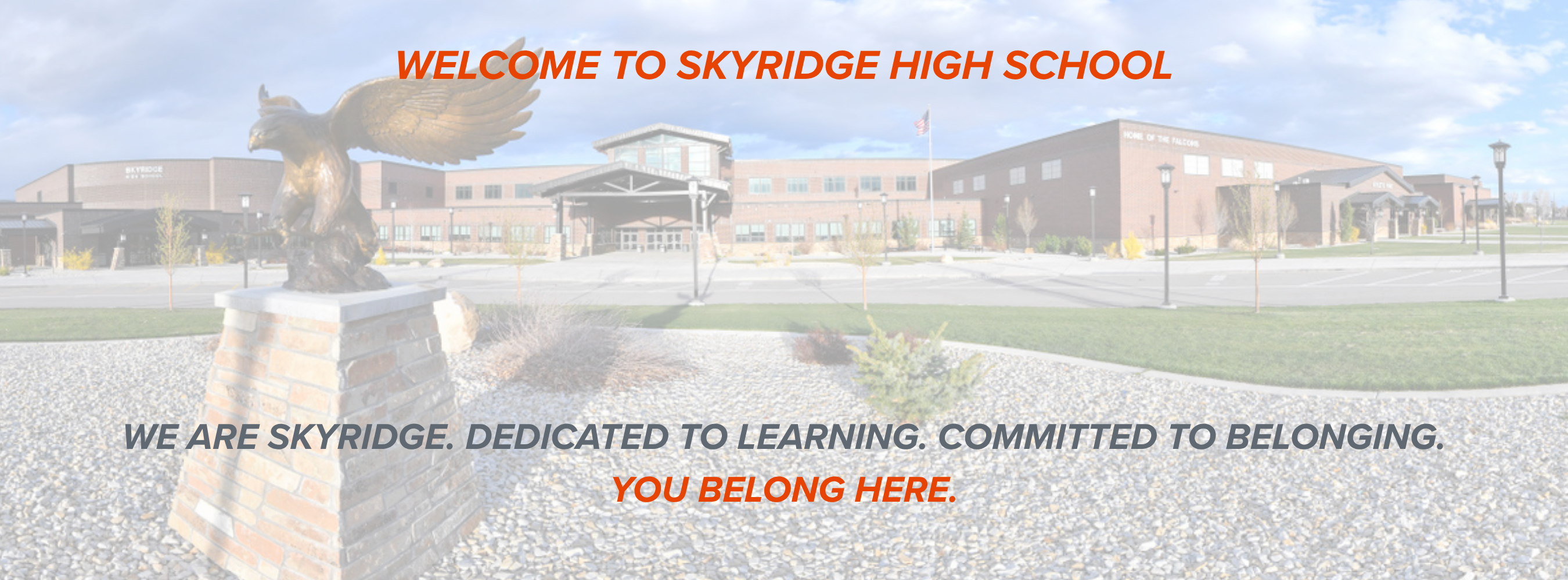 skyridge school building picture blue sky. Dedicated to learning, committed to belonging.