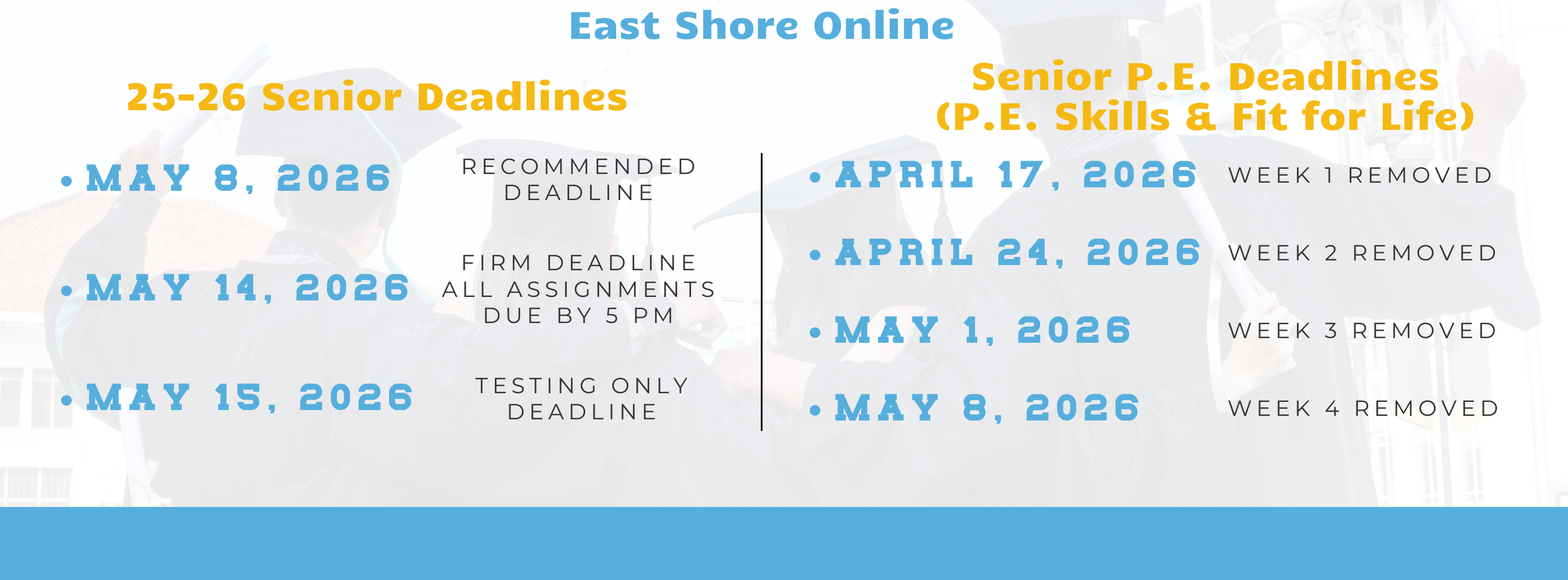 an image of important senior deadlines for the 2025 - 2026 school year