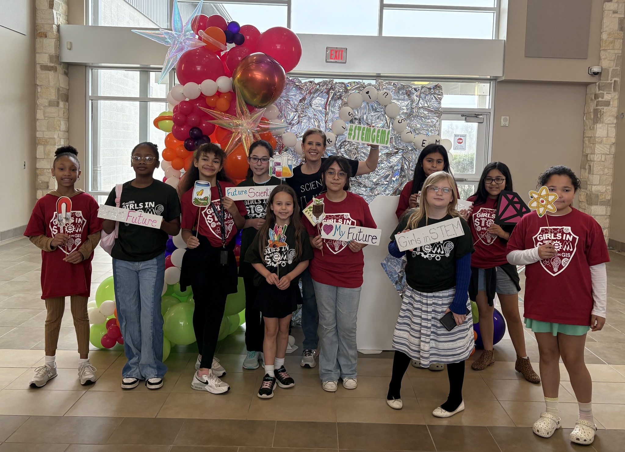 Greenwood Forest students posed at Girls in STEM event