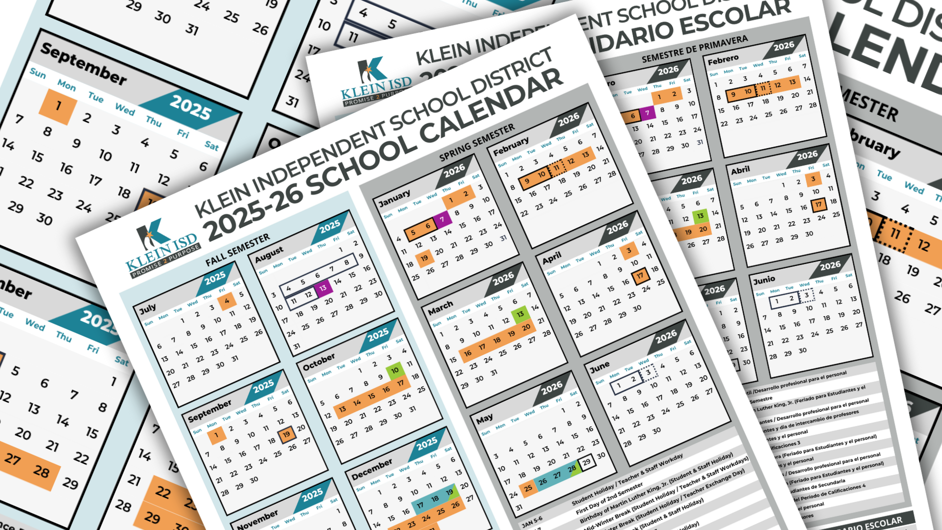 Calendars displayed in a stack