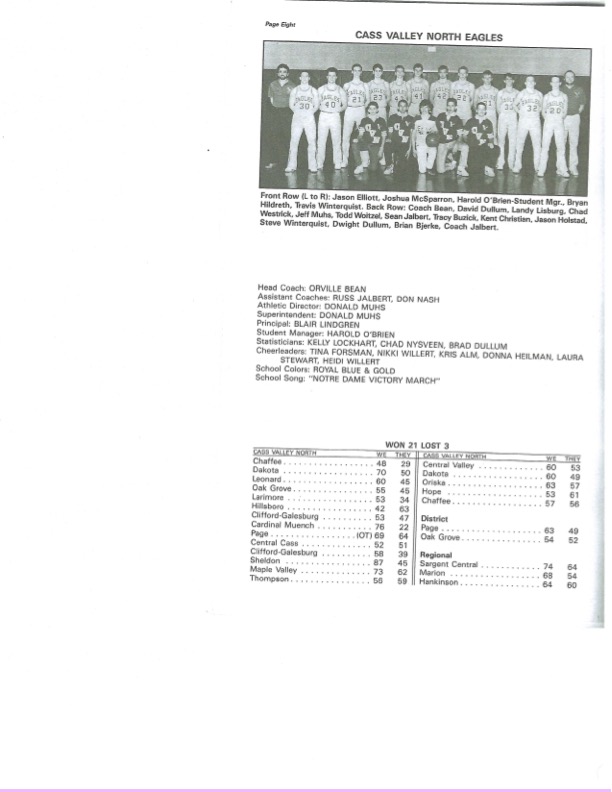 1989 CVN Boys Basketball Team